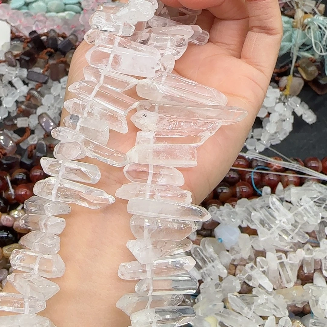 玛瑙/玉髓合金珠宝半成品白水晶一条