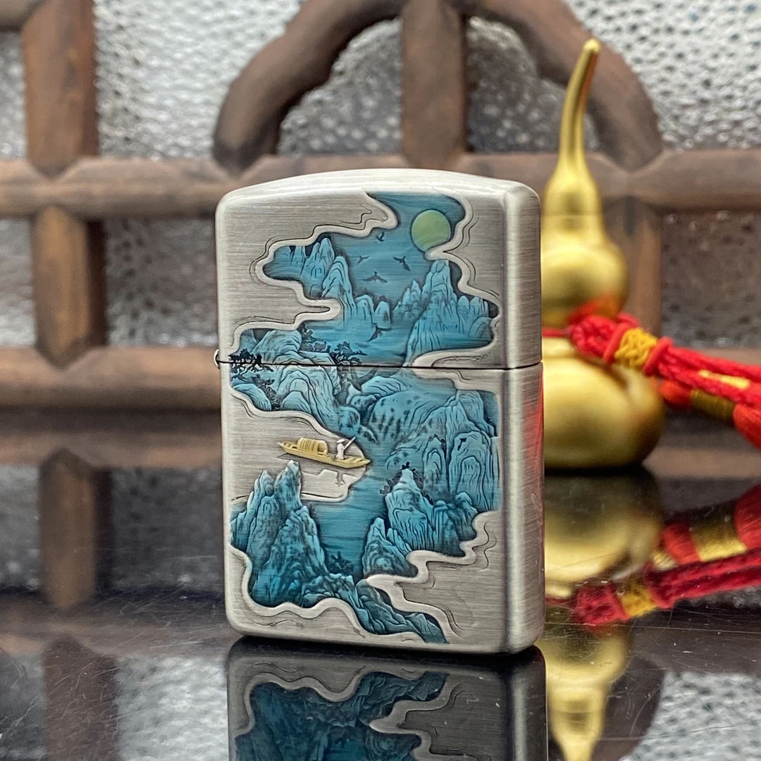 ZIPPO/之宝打火机  轻舟已过万重山盔甲熏银珐琅彩【小飞甄选】DYJ1