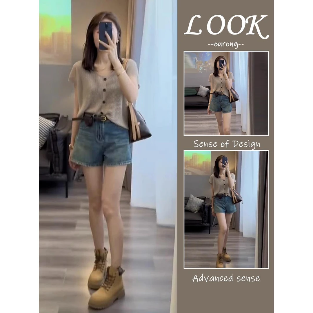 女装2024新款夏装活泼减龄遮肚子显瘦上衣搭配短裤今年流行两件套