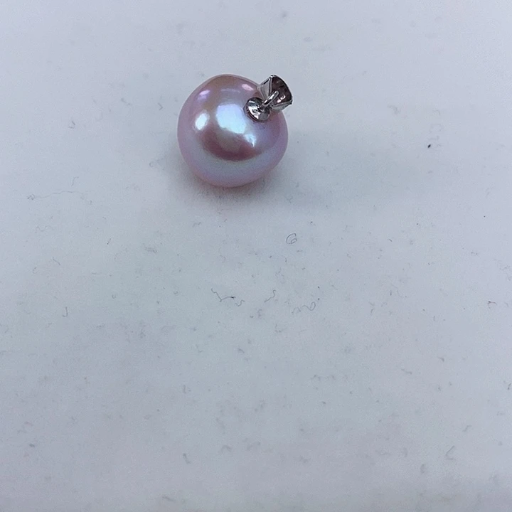 淡水珍珠吊坠(不含链)银S925镶嵌13.8紫珠吊坠