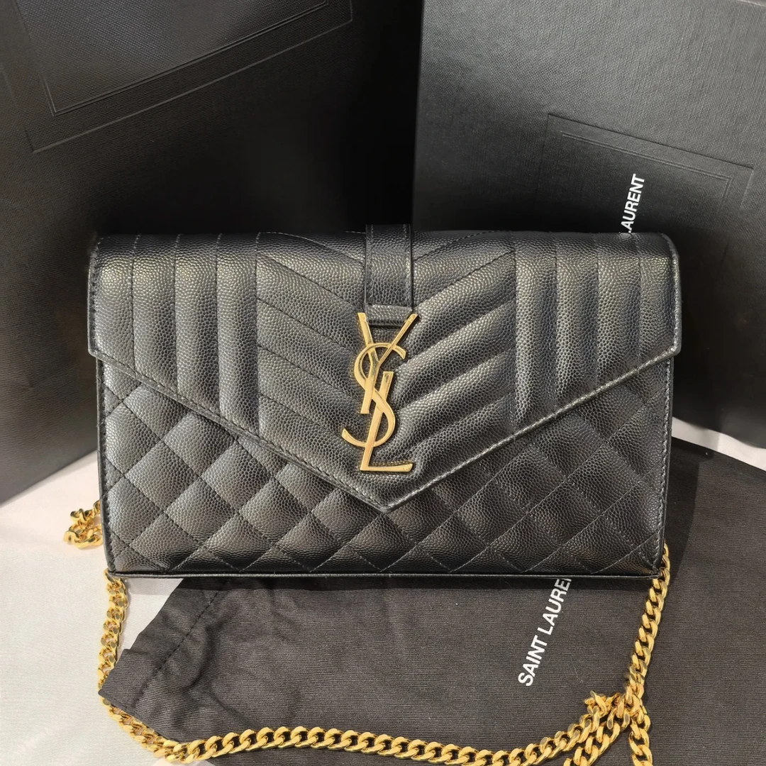 95新 YSL/圣罗兰 /青奢荟/新款信封链条斜跨包/75473