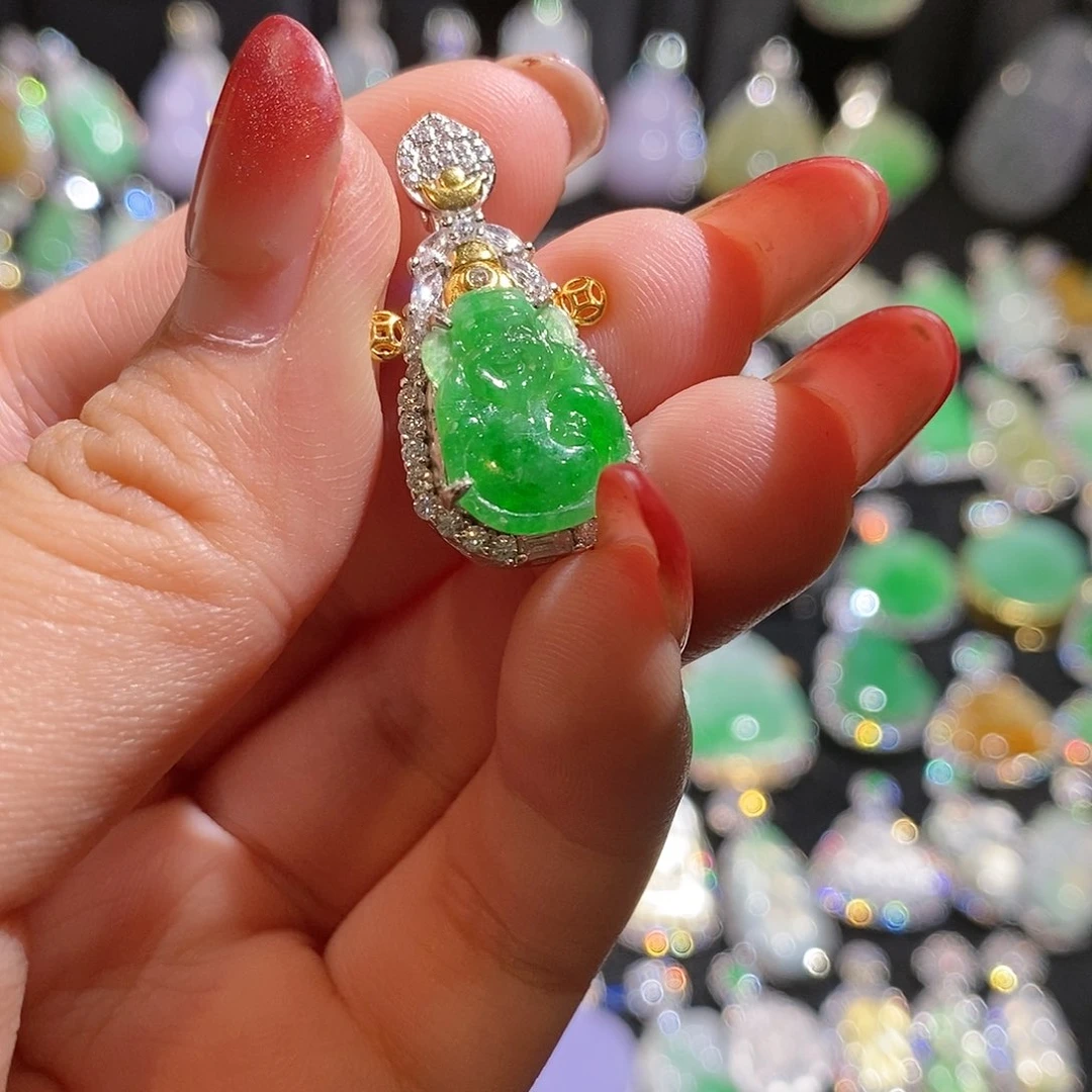 翡翠银S925镶嵌颈饰天然翡翠