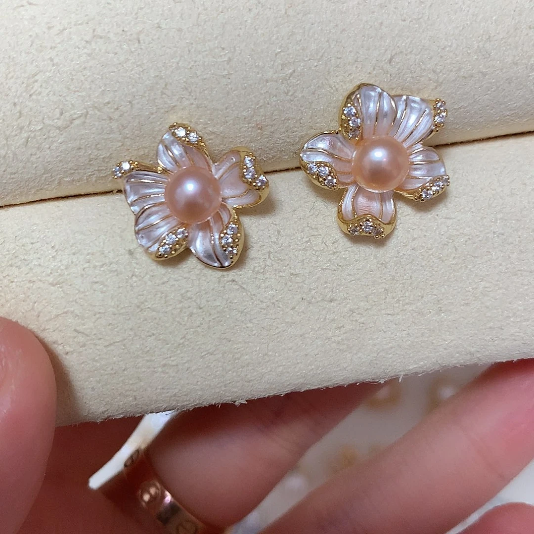 淡水珍珠耳饰合金