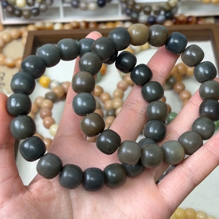 菩提根/象牙果手串卡13手工干磨桶珠