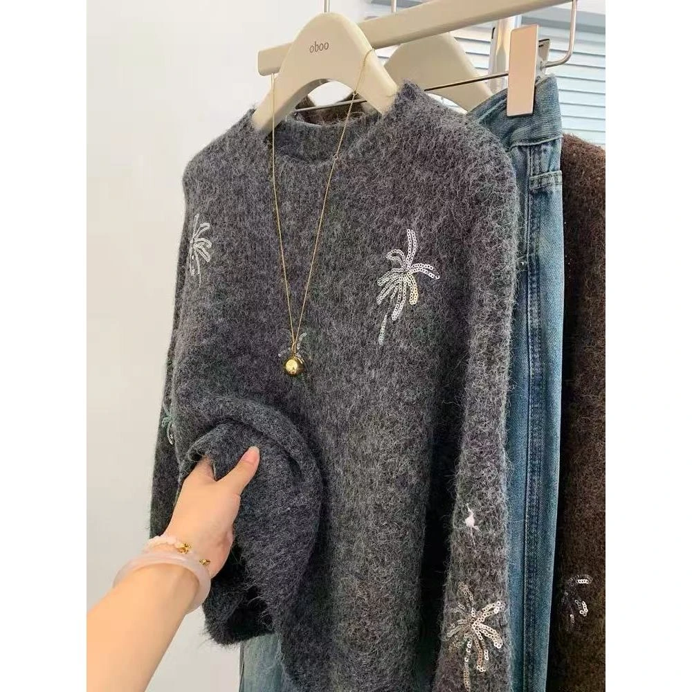广州十三行爆款高端货~女秋冬慵懒宽松显瘦针织衫毛衣 R0942