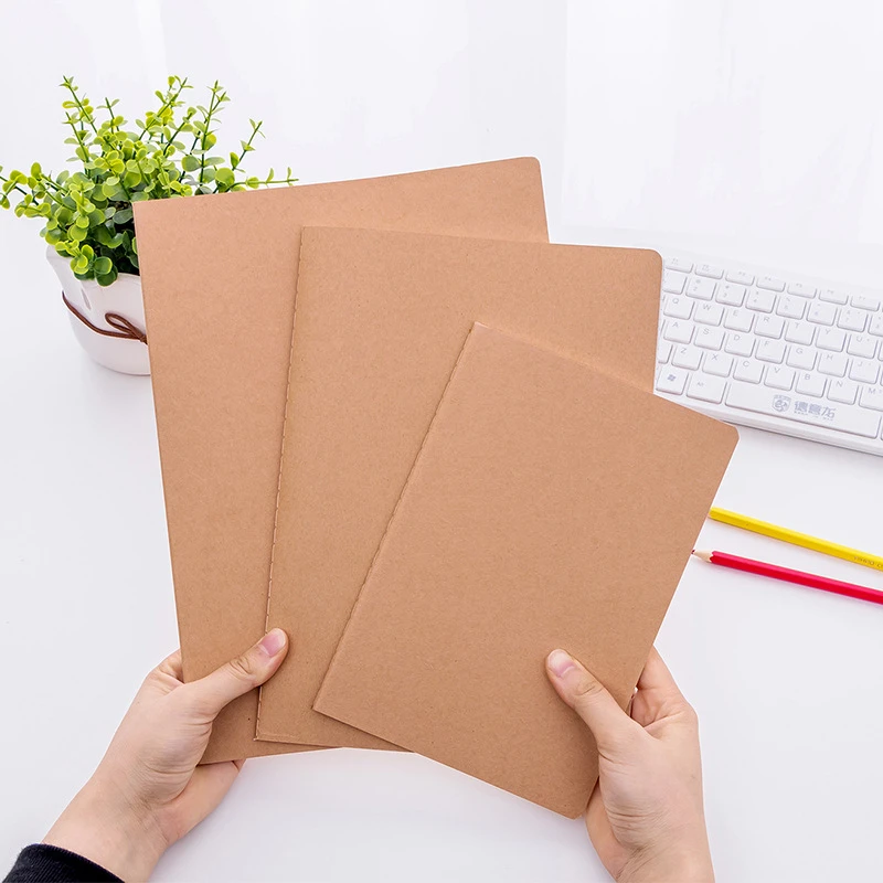 创意学生文具简约牛皮纸软面抄笔记本16K网格本 A5/B5/A4车线本子