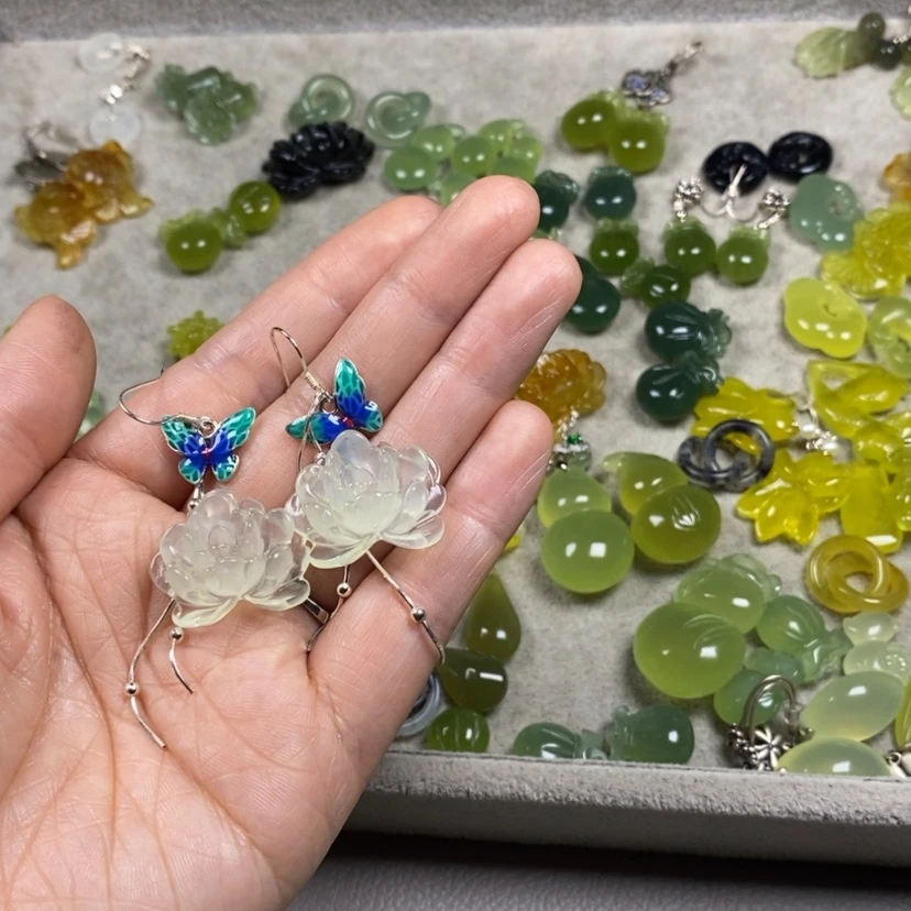 【闪购商品】蛇纹石玉挂件耳饰耳环项链未镶嵌从***.