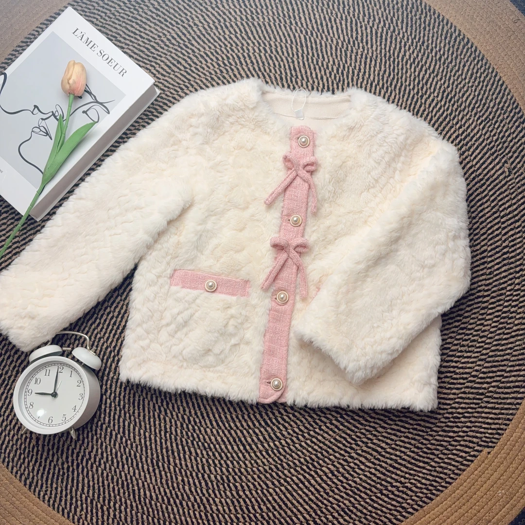 IEF/爱依服【童装】2025冬季新款简约休闲小香风百搭毛绒加厚外套