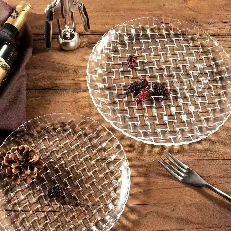 31cm多格玻璃盘子透明高颜值客厅茶吧会议家用水果盘试吃样品盘