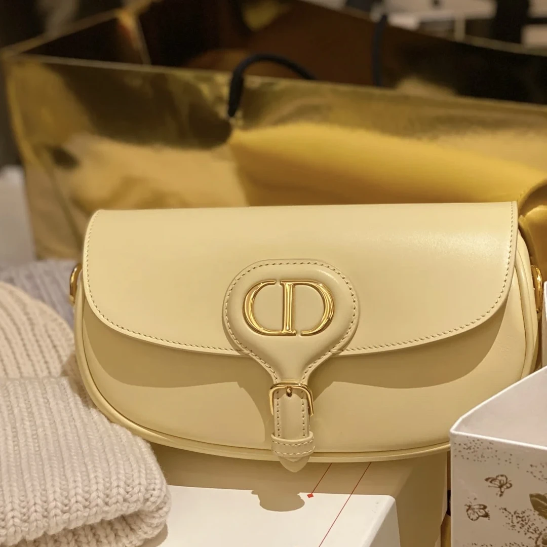 95新 DIOR/迪奥 青奢荟/Bobby小鸡黄斜挎单肩包///79292