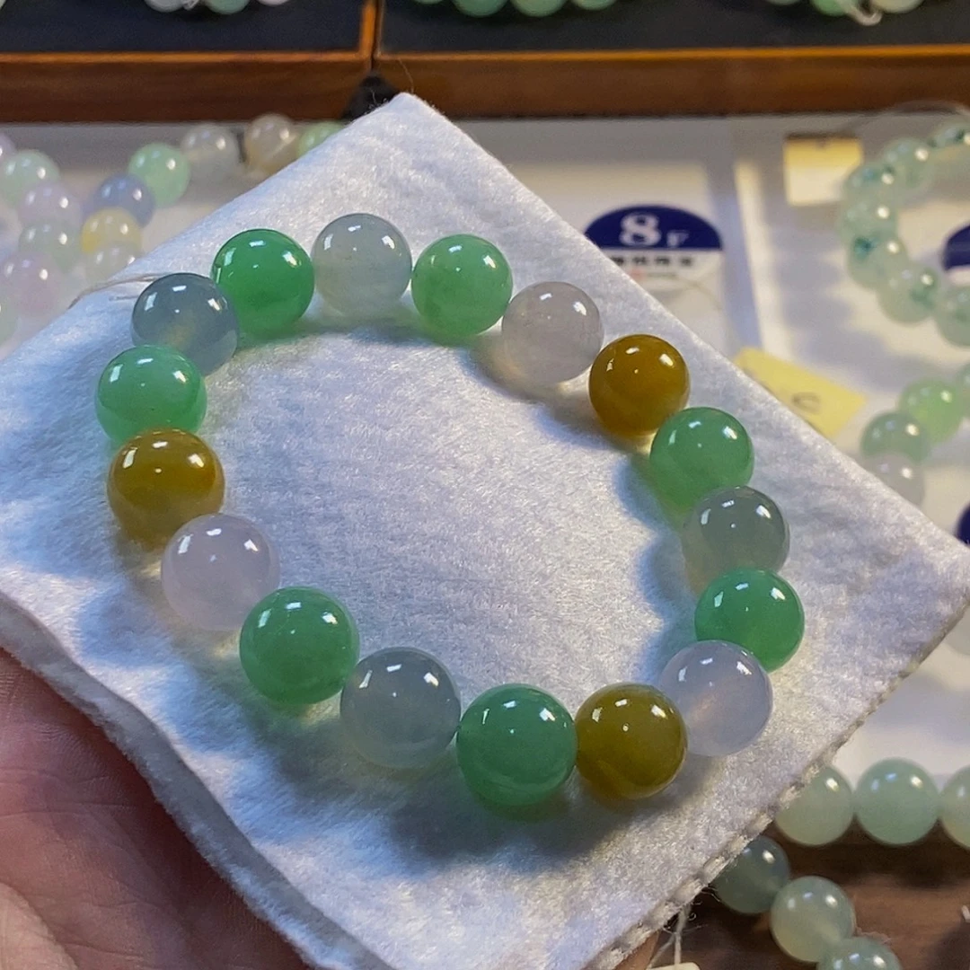 定制翡翠未镶嵌翡翠手串卡12+