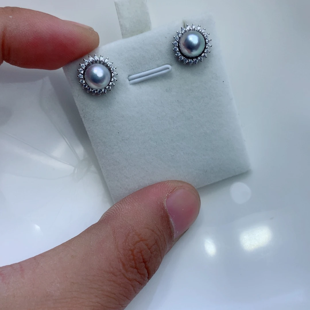 海水珍珠耳饰银S925镶嵌