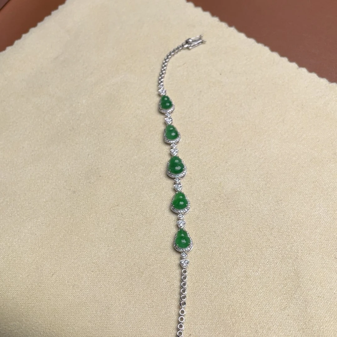 翡翠手链18K金镶嵌葫芦手链