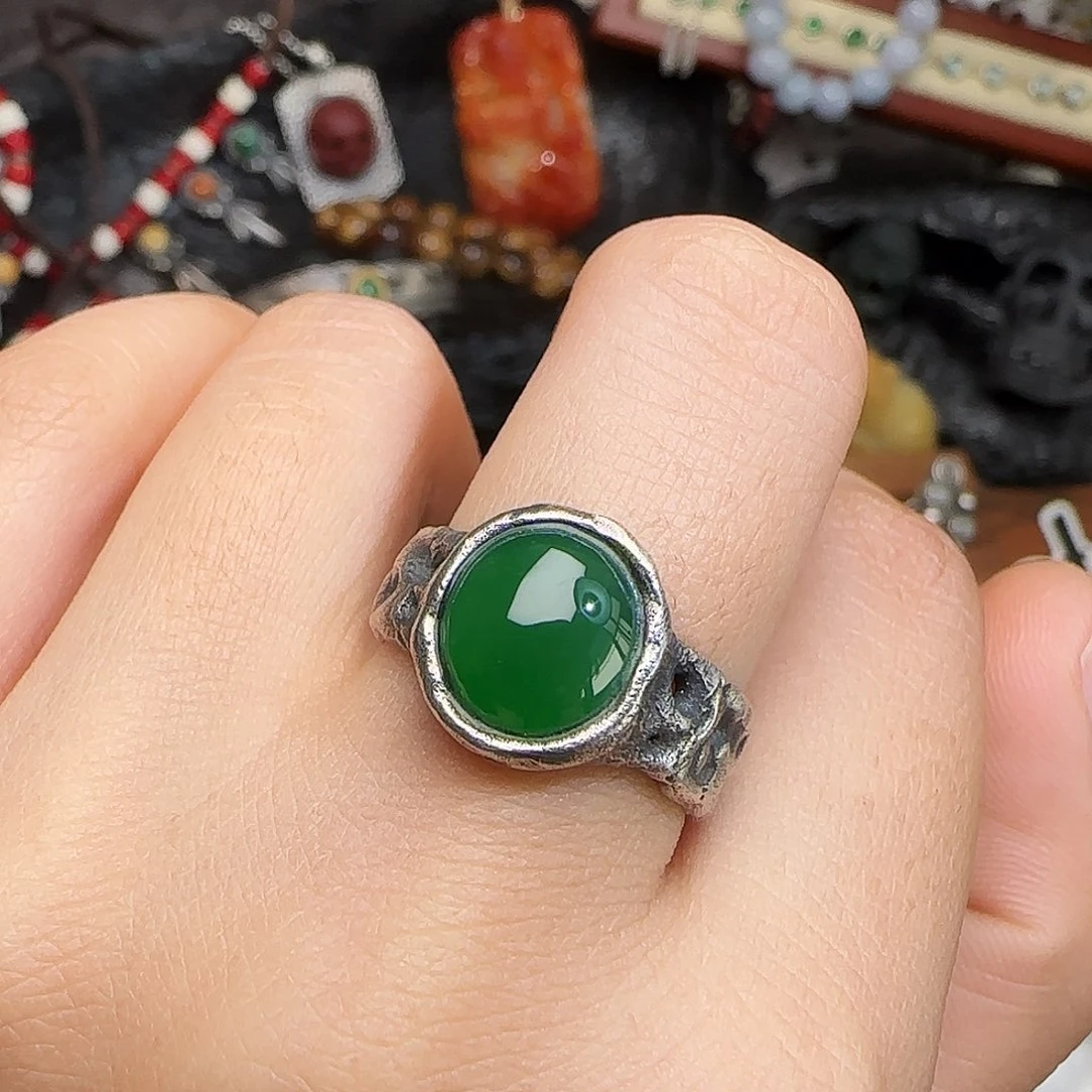 o***光翡翠银S925镶嵌戒指