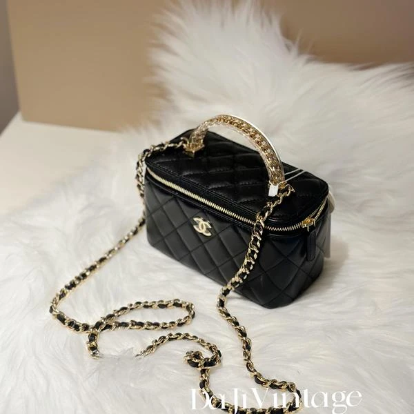 大吉中古/Chanel香奈儿黑金亚克力手柄长盒斜挎包