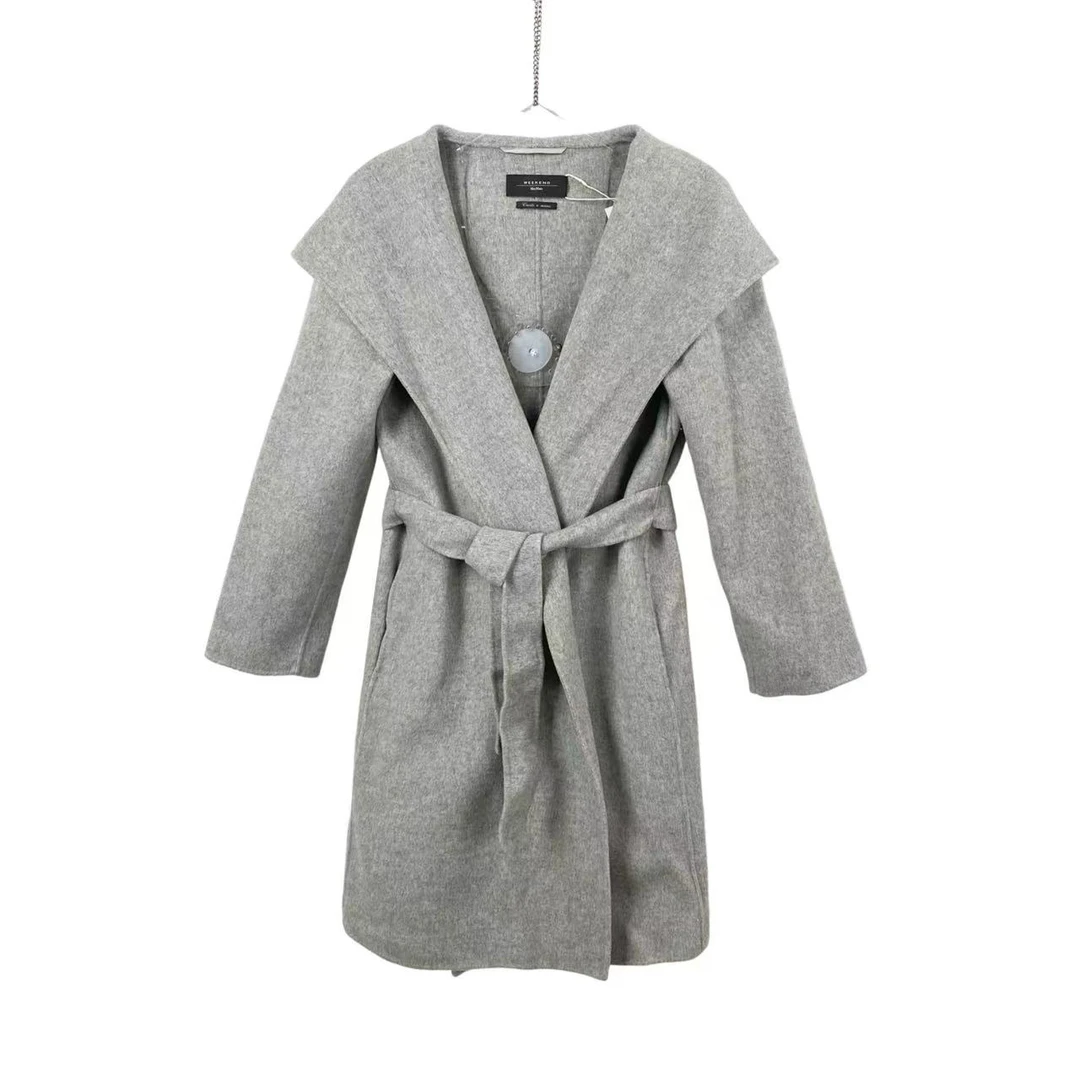 MaxMara qq0123 灰色连帽大衣 38码 98新