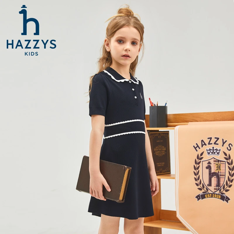 Hazzys/哈吉斯品牌童装【敏姐】女童裙Polo裙针织时尚夏季经典学院