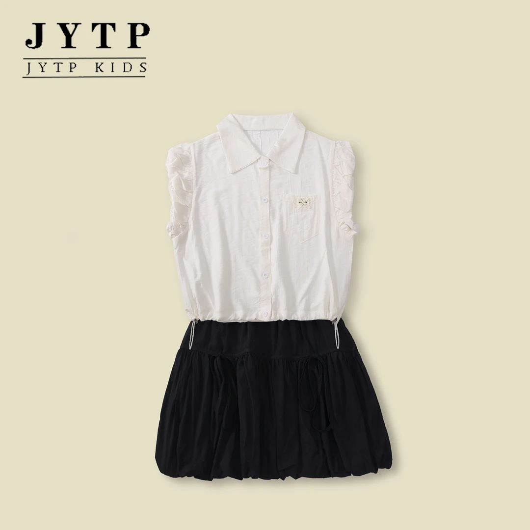 夏季新款女童短裙衬衫套装中大童学院风两件套薄款zb5950简约童品