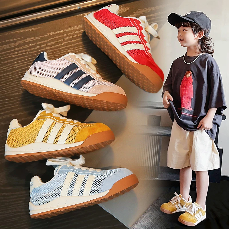 【卡皮巴拉】（真皮德训鞋）2025年夏季新款单网透气儿童阿甘鞋-25026