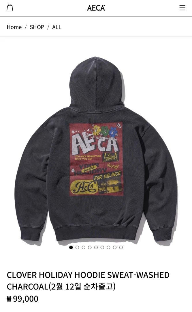 韩国代购潮牌AECA卫衣 宽松卫衣 棉线圈卫衣 男女同款