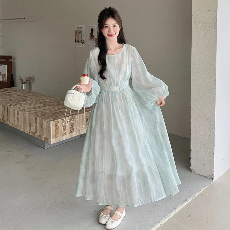 现货法式独特灯笼袖连衣裙春夏新款温柔绝美连衣裙711P145夏季