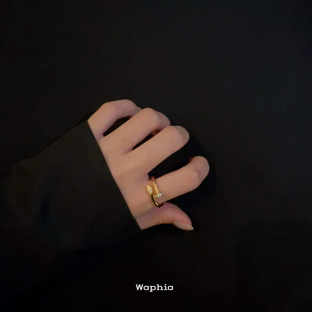 合金合成锆石戒指 Waphia设计师款经典时尚轻奢【钉子戒指】 CA008