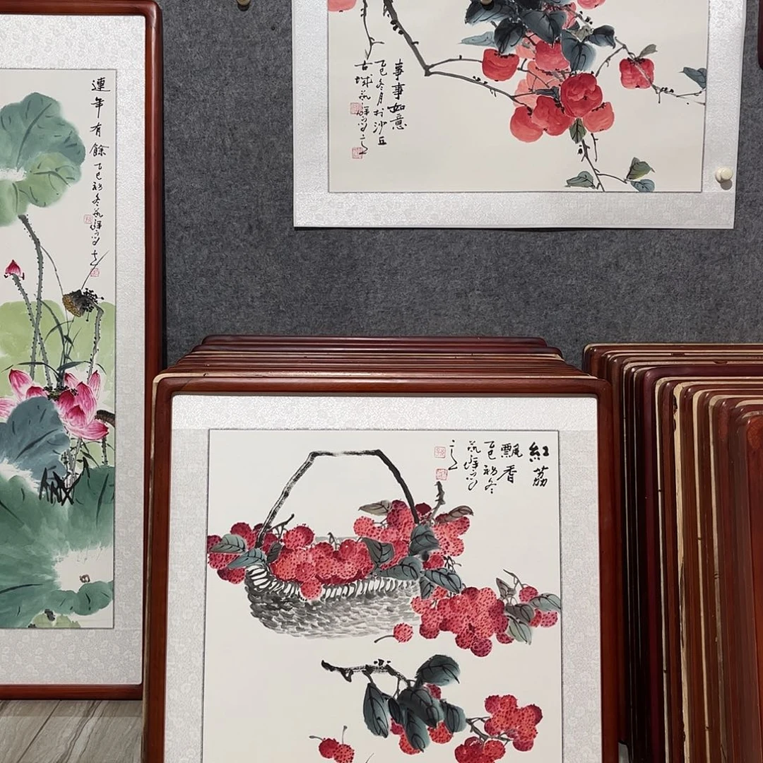 国画书画作品带框63×63