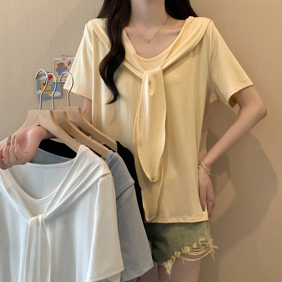 2025夏季大码女装设计感披肩新款上衣宽松短袖T恤3217