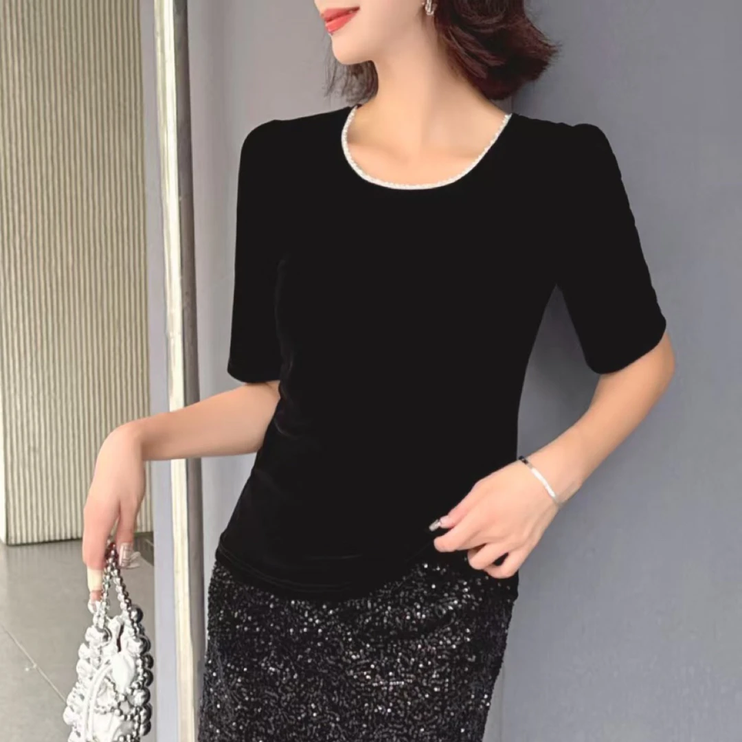 思丹家金丝绒短袖