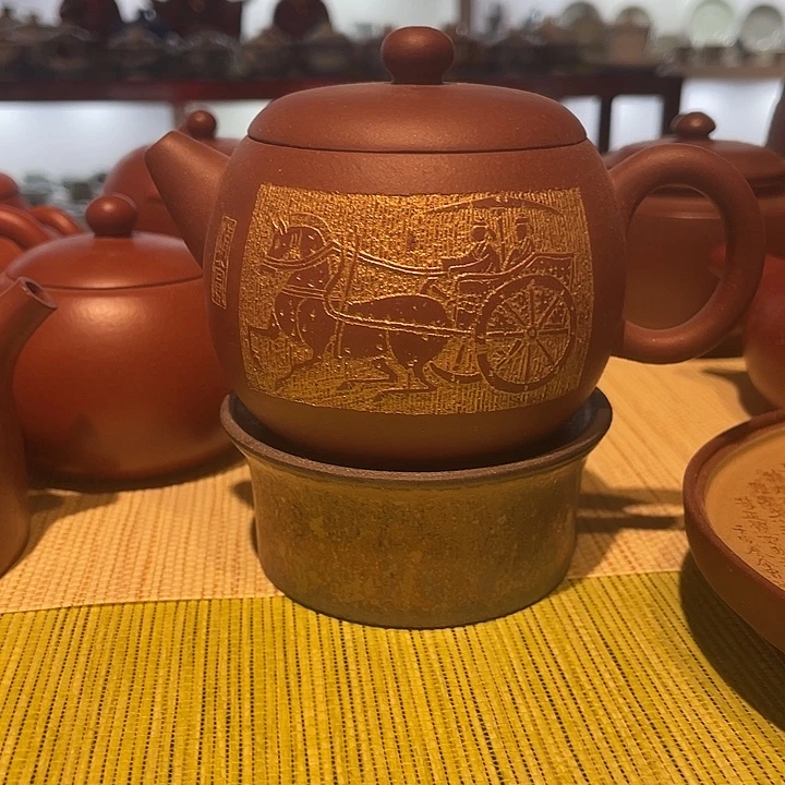 谢齐全手工紫泥描金