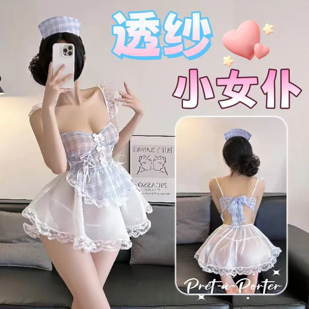 纯欲护士服蕾丝女仆套装可爱女佣制服性感诱惑吊带连衣裙