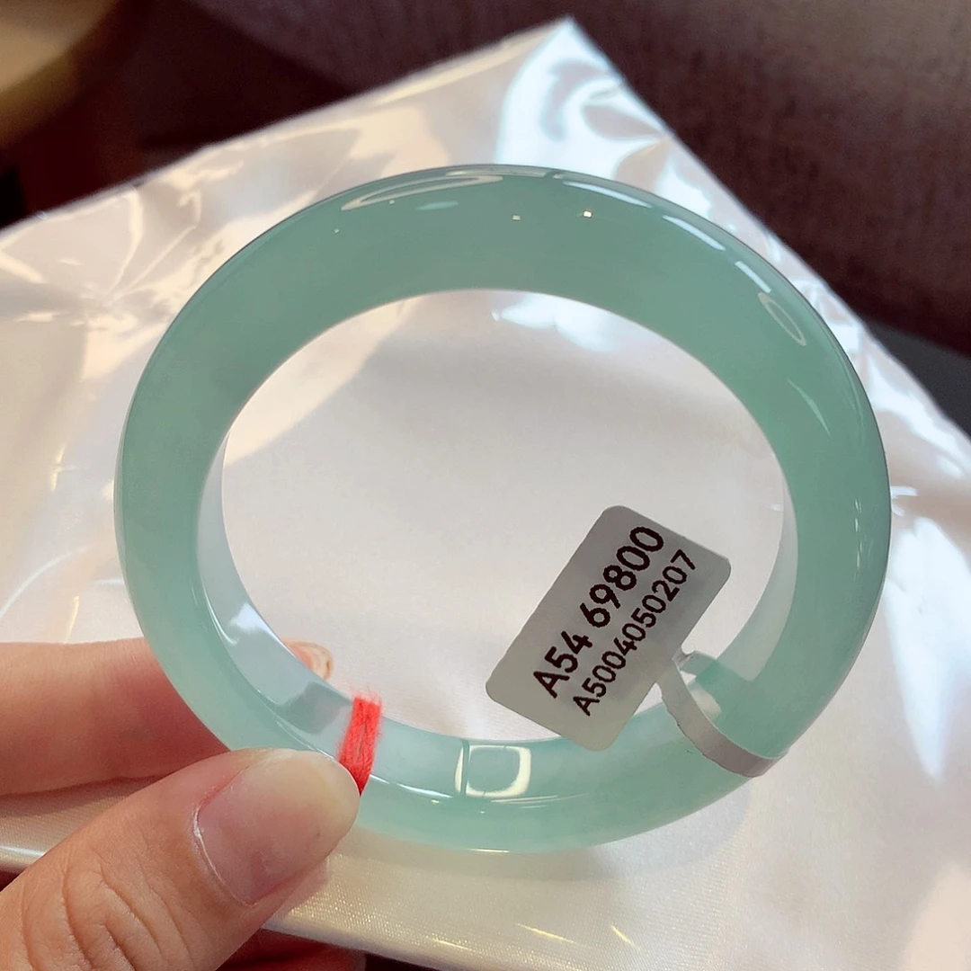 未镶嵌手镯翡翠68冰胶果冻底仙女蓝54.8-03