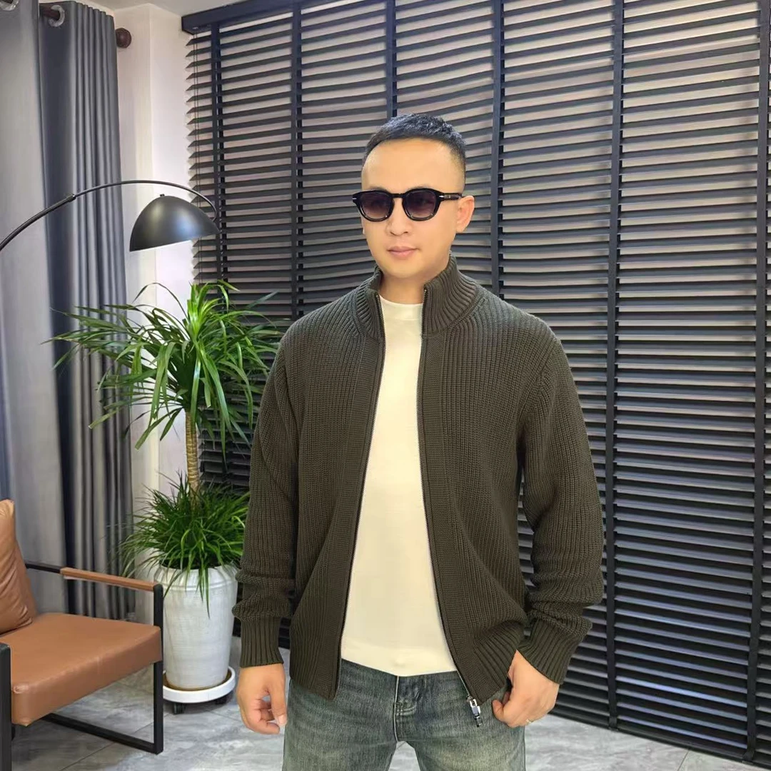 张先生欧货•6650-1秋冬男士时尚休闲高弹力立领百搭针织开衫外套