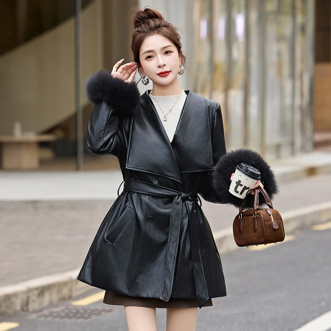 高端时尚狐狸毛皮衣羽绒服女2025冬季新款气质高级感加绒保暖外套