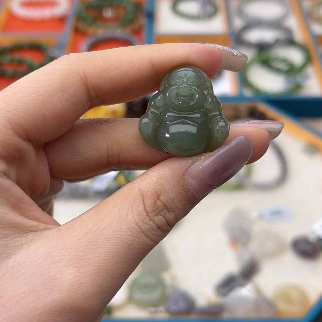 和田玉未镶嵌手链w35湖水蓝佛公