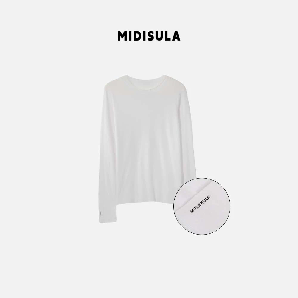 MDSL·新款韩系时尚纯色袖英文字母简约通勤常规圆领袖长T恤#1300