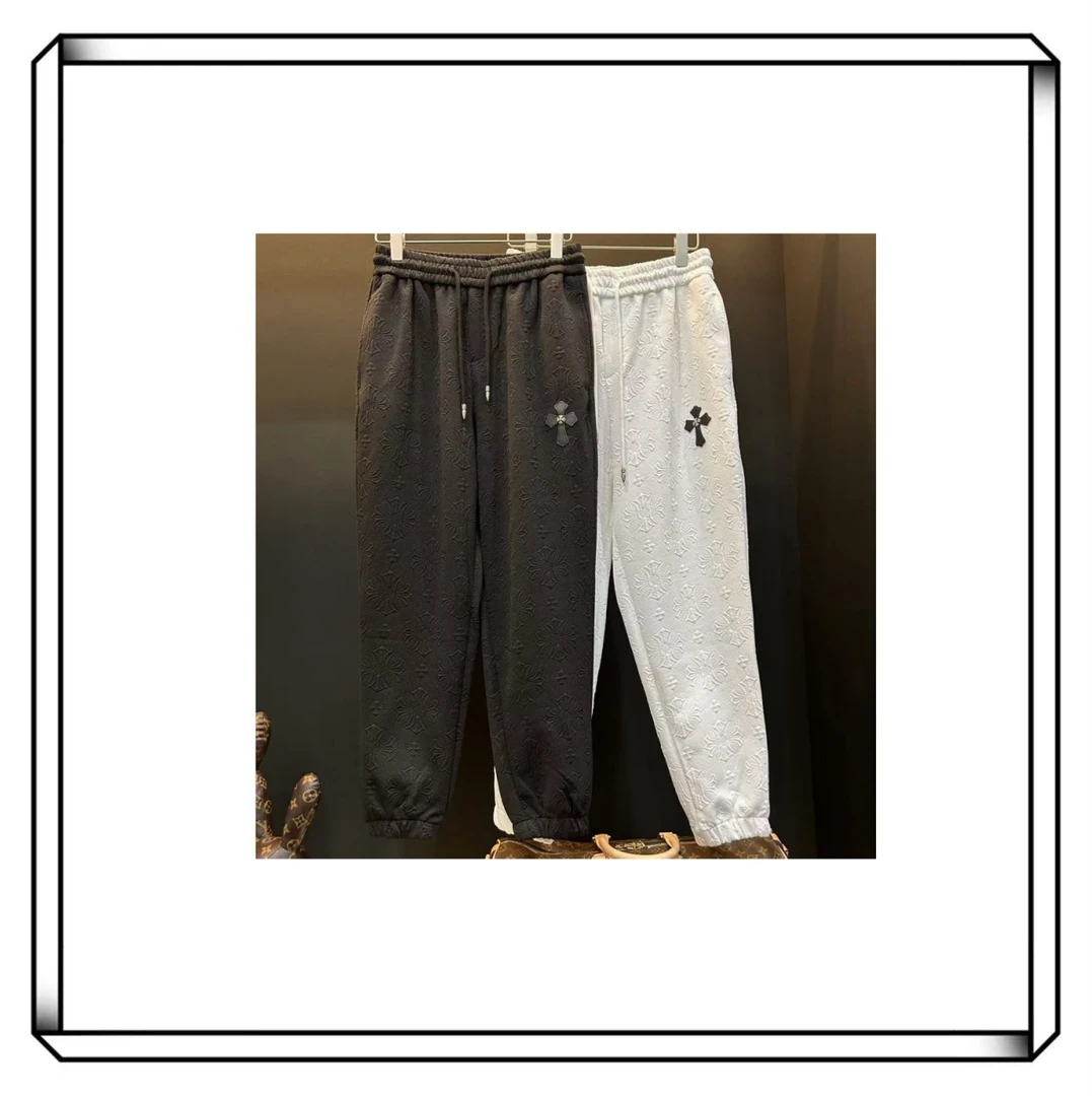 【陈-8006休闲卫裤】24年情侣款百搭舒适时尚个性设计款黑白卫裤