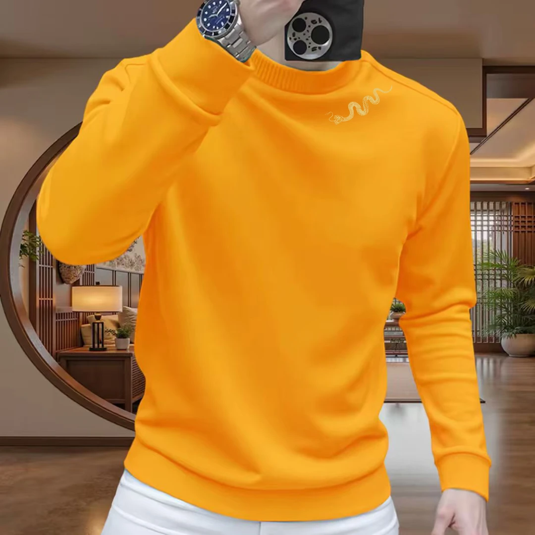 蛇年新款潮牌痞帅圆领卫衣男士秋冬加绒上衣长袖时尚潮流百搭时尚