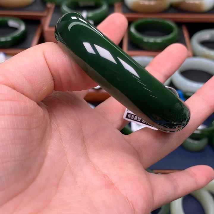 和田玉（碧玉）手镯5859圈口未镶嵌