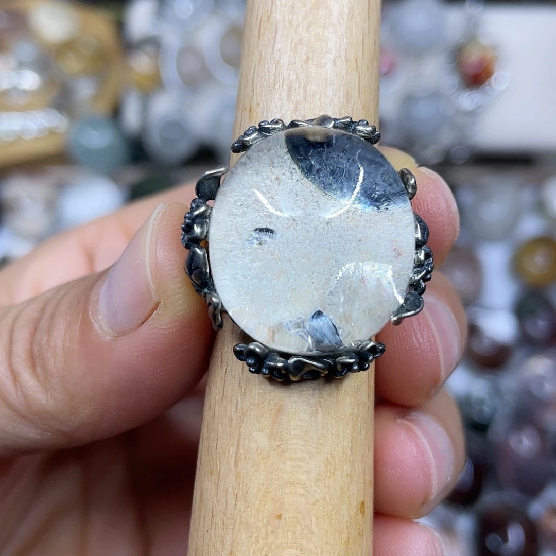 【闪购商品】银S925镶嵌珠宝半成品水晶戒指