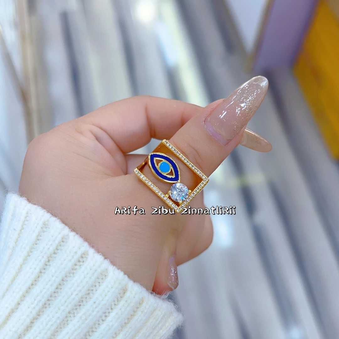 钛钢戒指 新款时尚大方百搭气质个性锆石开口可调节轻奢小众