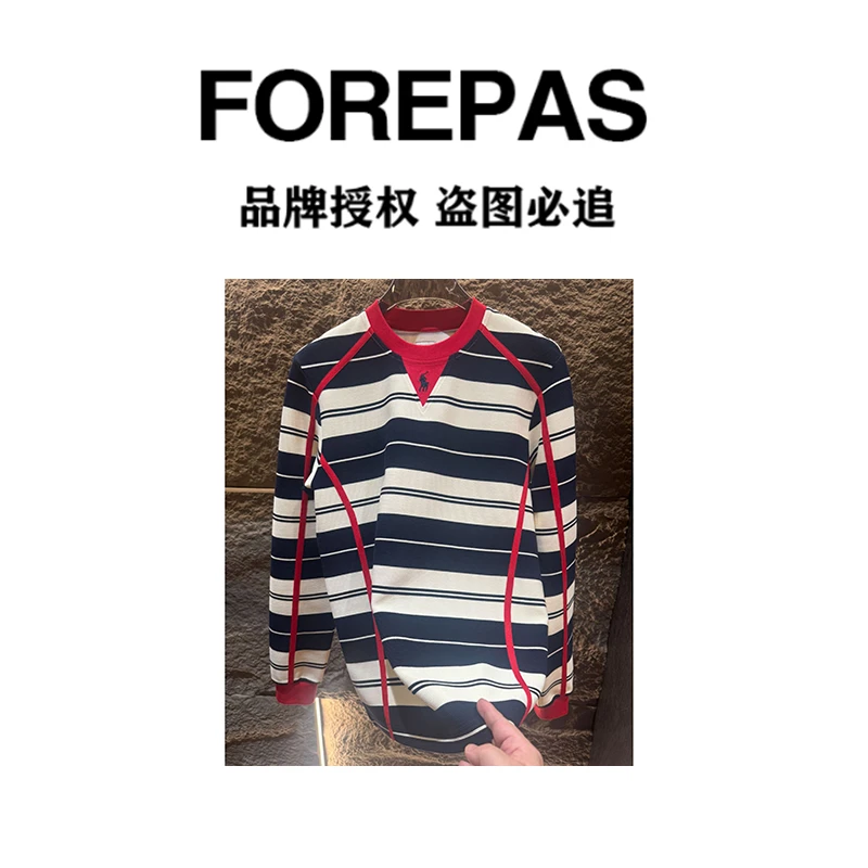 FOREPAS.2025夏季首发拼色层次感卫衣男女同款 .（双专属)