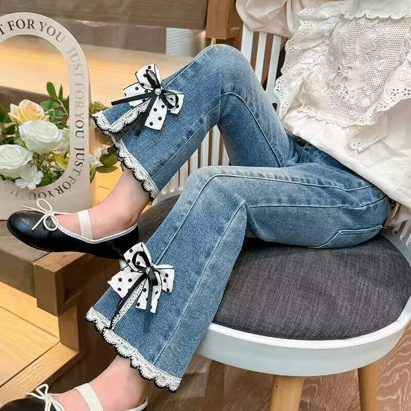 女童牛仔裤新款春秋儿童2025喇叭裤中大童网红韩版女孩裤子洋气潮