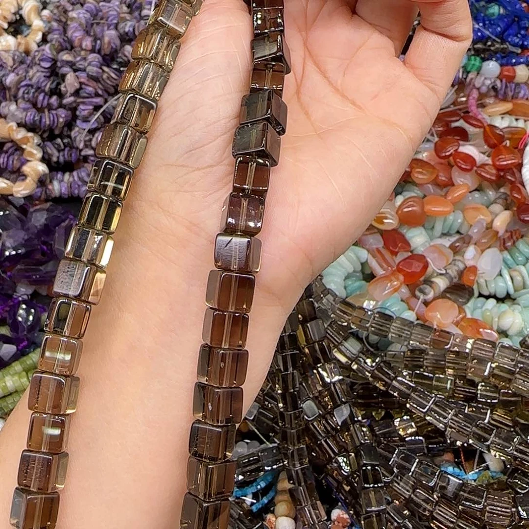 玛瑙/玉髓合金珠宝半成品淡*茶晶方糖拍两94发一条