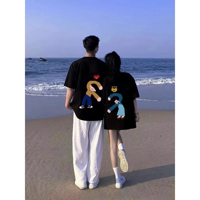 大码潮牌情侣装夏季百搭纯棉短袖t恤2025新款高级感roora女装半袖