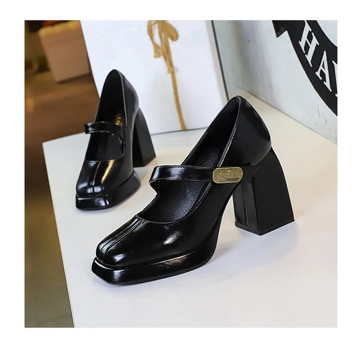 【红姐】复古风欧美高跟鞋女鞋防水台金属搭单鞋AL1868/AL9613