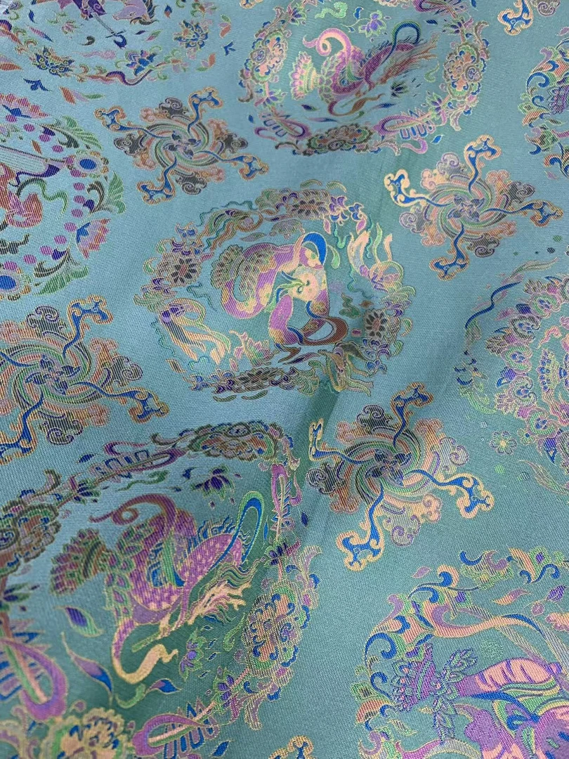 钱小萍宋锦面料140门幅生肖全家福宋锦 真丝布料适合旗袍外套马甲