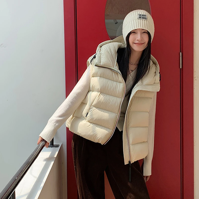 2024年秋冬新款立领连帽短款马甲韩版小个子外穿马夹女