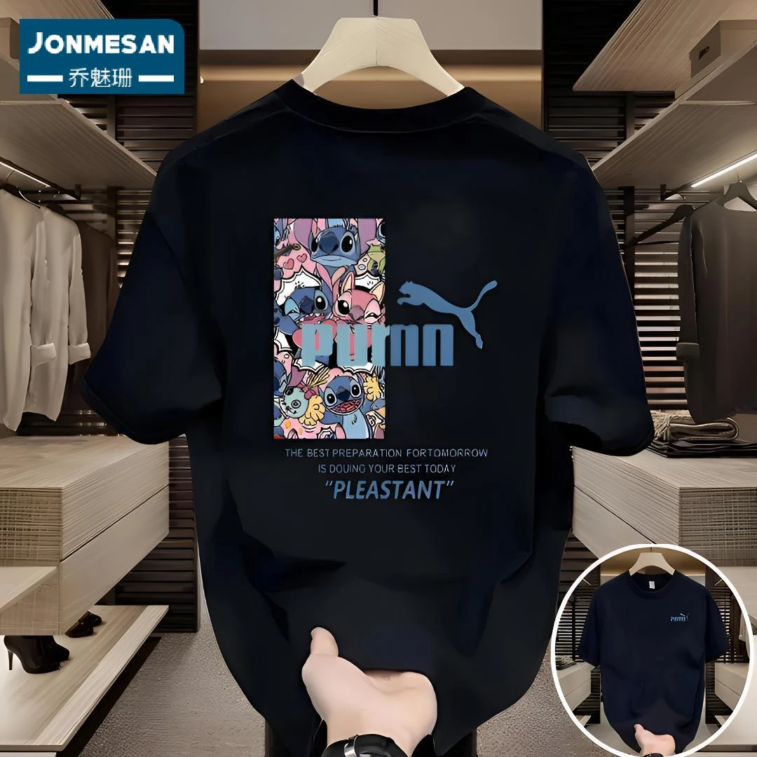 高端新款纯棉印花短袖T恤男夏季休闲宽松运动半袖百搭潮流上衣