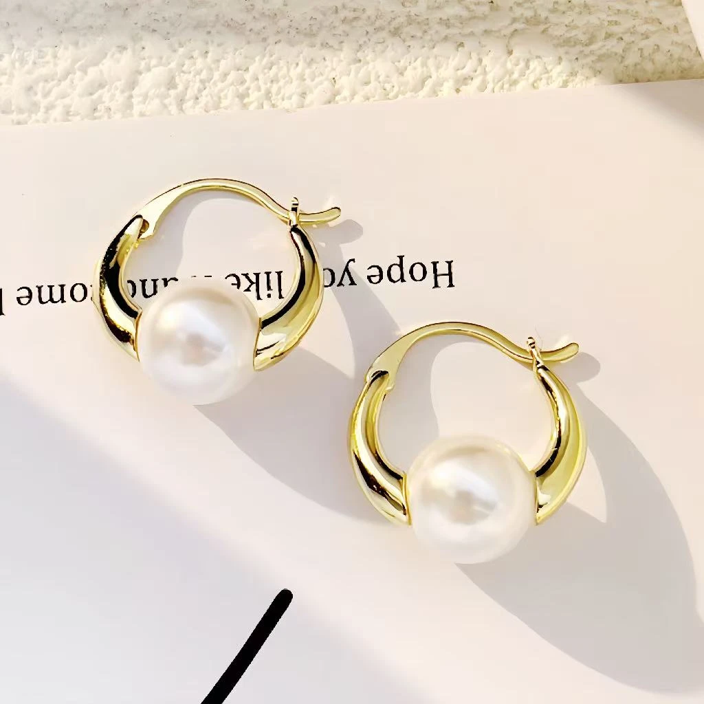 铜合金仿珍珠耳饰 a273 a274欧比雅比【经典10mm珠珠耳扣耳环16319